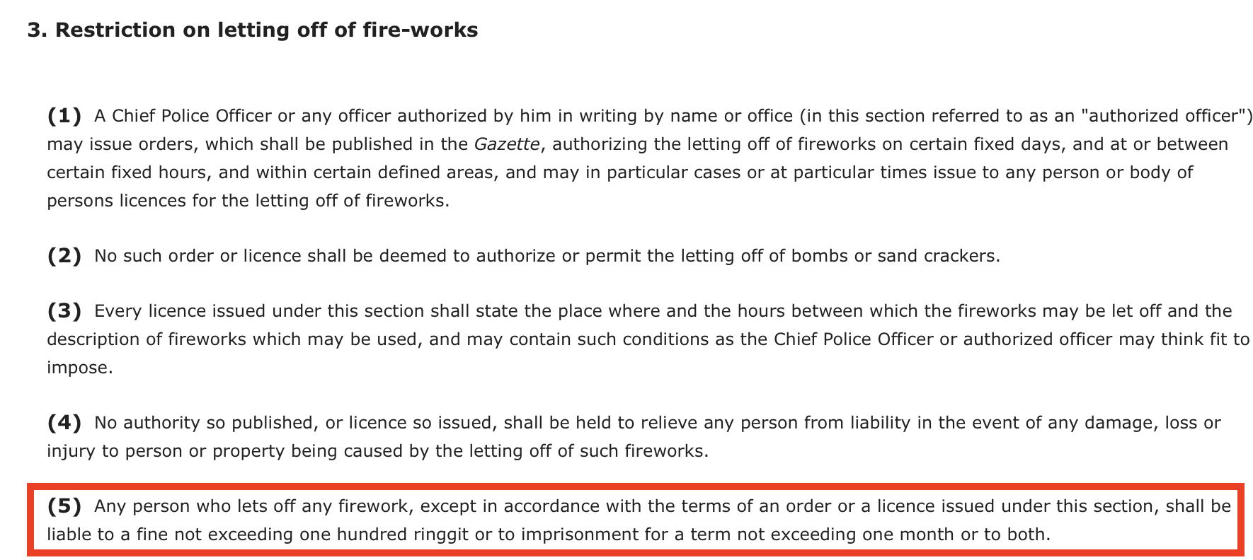 Restriction On Letting Off Of Fireworks, LUQMAN ISWATT &amp; PARTNERS